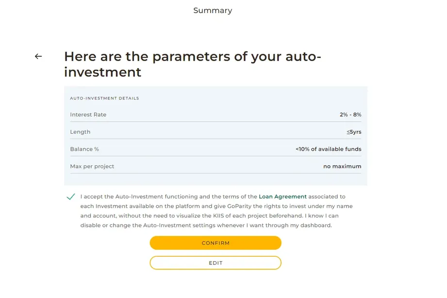 goparity autoinvest